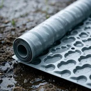 Coiled drainage board