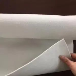 White 100% polyester non-woven geotextile for road dam construction